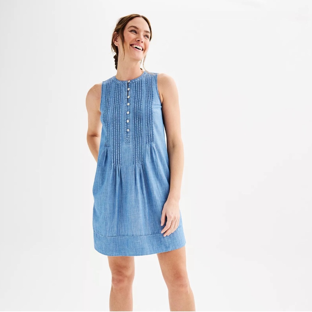 Sonoma Sleeveless Pintuck Dress